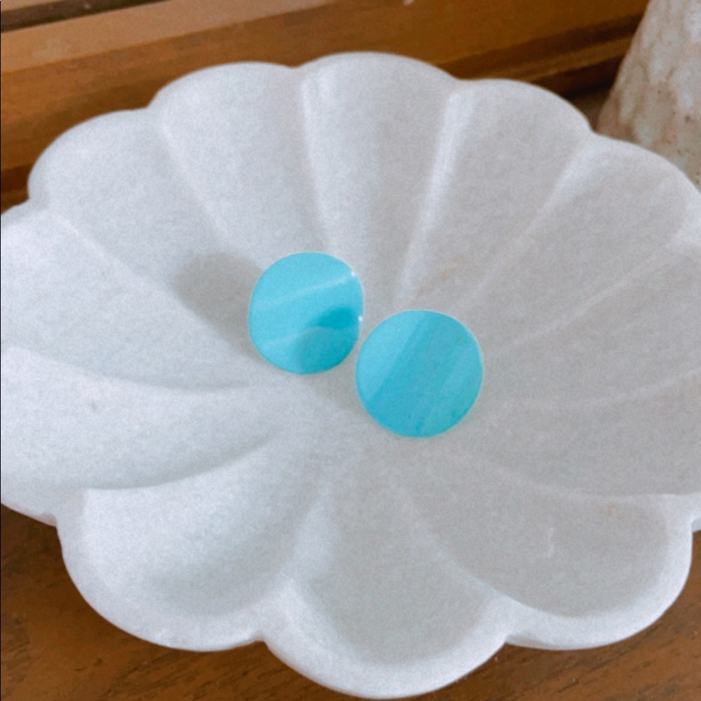 Vintage Retro Blue Stud Wavy Earring